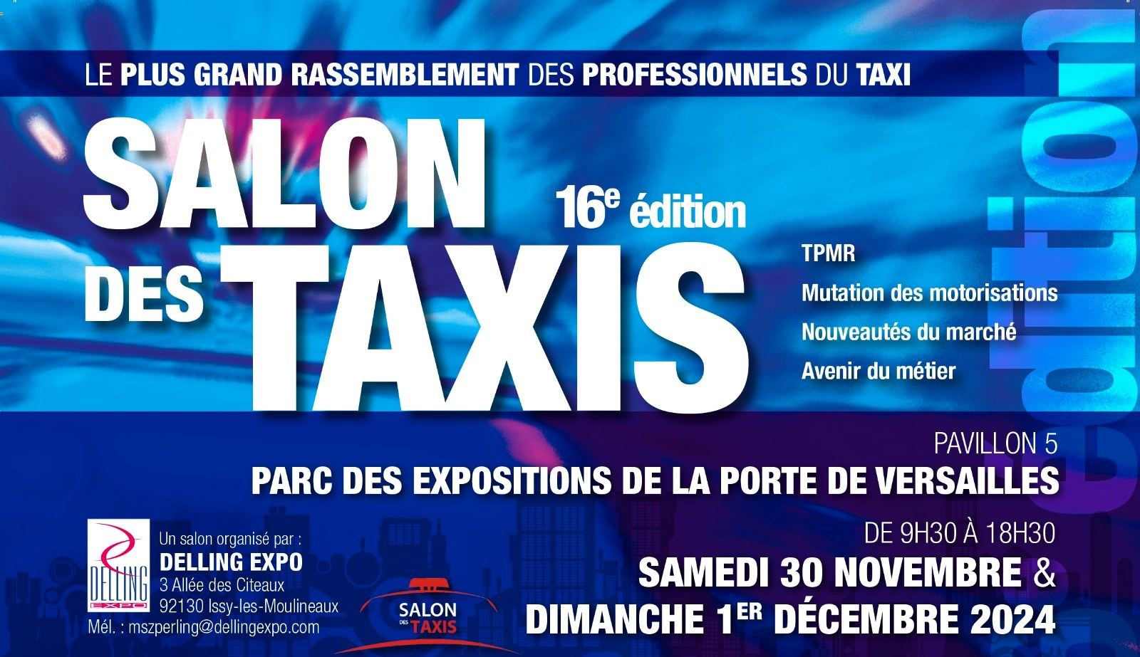 Affiche officielle du Salon des Taxis 2024, 16e édition, Parc des expositions de la Porte de Versailles